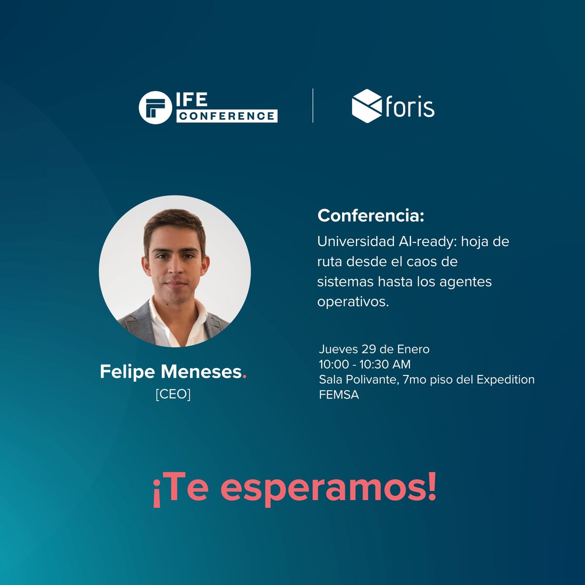 Nuestras charlas en <a href="/IFEconference/">IFE Conference</a> 
De la mano de Felipe Meneses, CEO, y David Cozmar, Director de Ingeniería en Foris.

¡Los esperamos!

#IFEConference #IFEConference2026 #AI #Foris