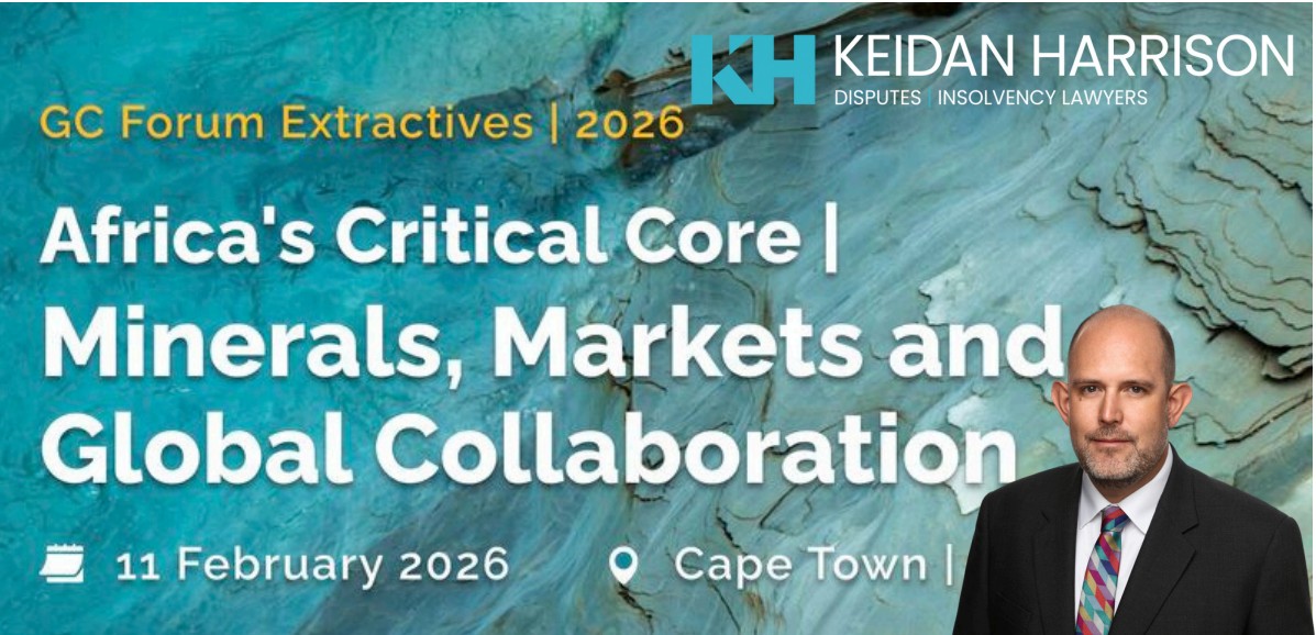 KeidanHarrison's tweet image. @KeidanHarrison is sponsoring and Co-Founding Partner @luketharrison will be attending the Africa Legal GC Forum Extractives 2026 conference in Cape Town on 11th Feb, titled Africa’s Critical Core | Minerals, Markets &amp;amp; Global Collaboration

#GCForum #OneAfricaLegal #Extractives