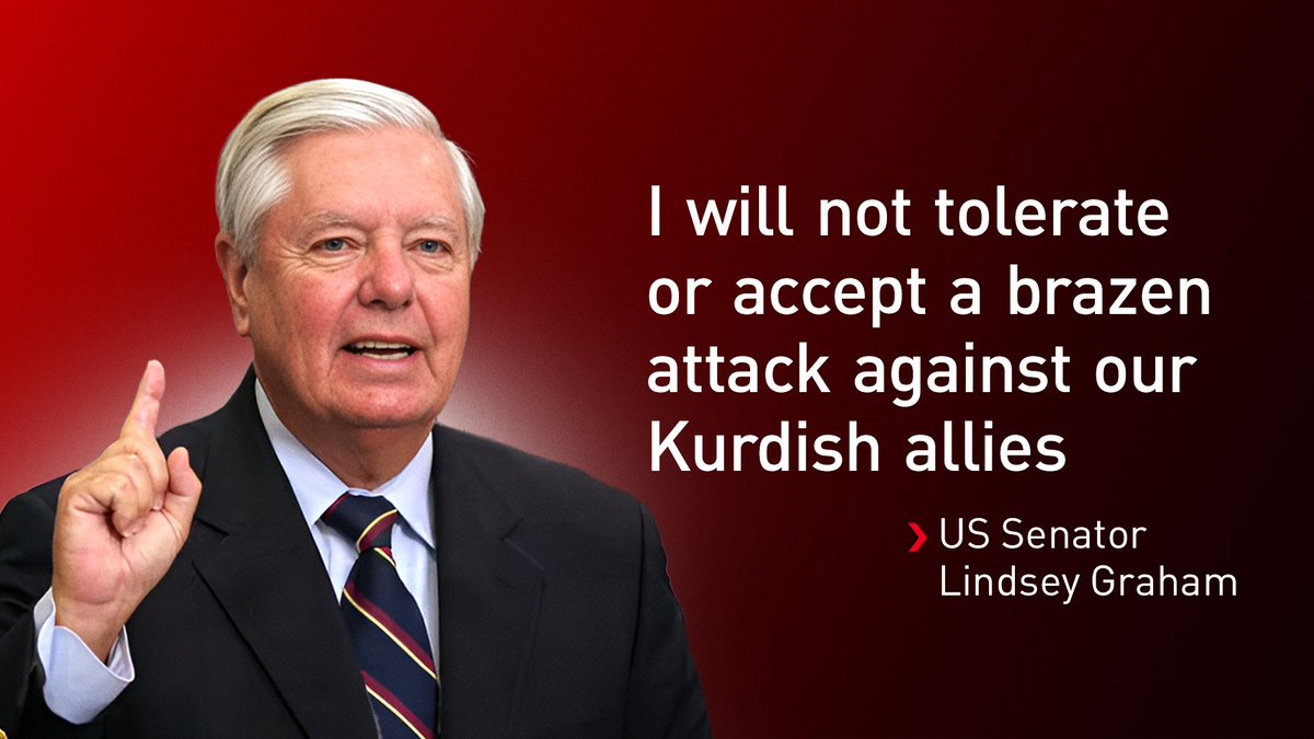 🚨 US SENATOR LINDSEY GRAHAM MOVES TO PROTECT KURDS

Senior U.S. Senator Lindsey Graham announced he will introduce the “Save the Kurds Act,” proposing new U.S. sanctions on any government or group attacking Kurdish forces in Syria.

Key points: 
• Sanctions would target Turkey