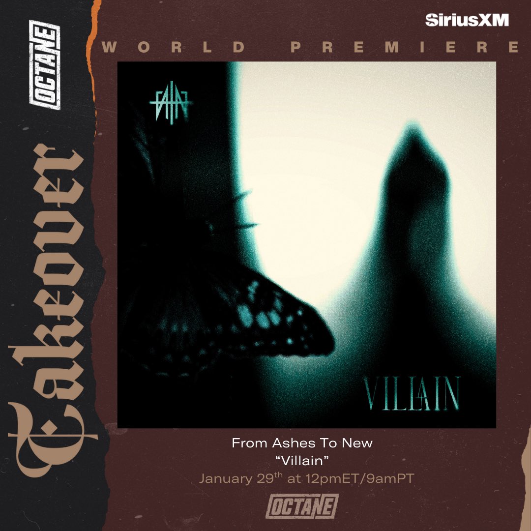 FromAshestoNew's tweet photo. Be the first to hear the ‘Villain’ world premiere tomorrow Jan 29 at 12 ET…only on @SiriusXMOctane 🐍 https://t.co/Yw4EPgFBHK