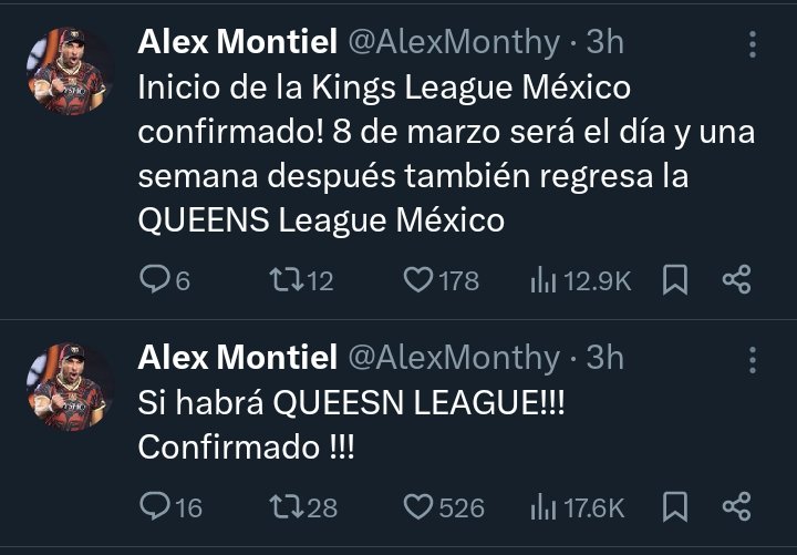 InformanteKings's tweet photo. Alex Montiel confirma que sí habrá Queens League Méxic. La Kings iniciaría el 8 de marzo y una semana después la Queens. https://t.co/joEg5bYmhX