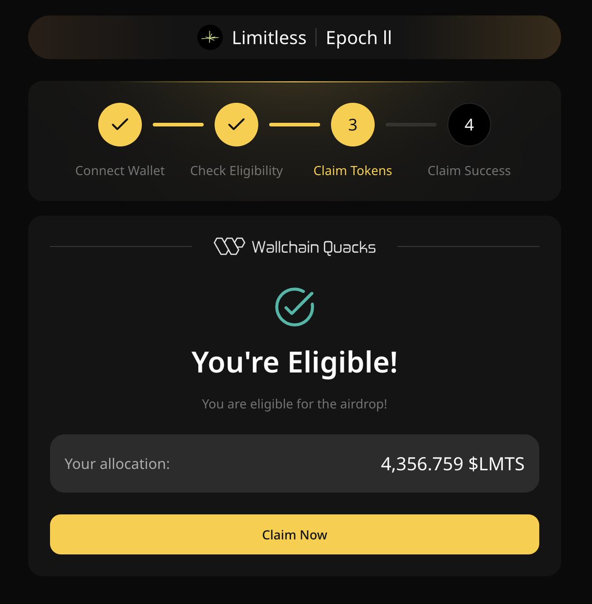 heycape_'s tweet image. my @trylimitless airdrop for the curious:

4,356,759 ($210)

not too bad ig considering the market circumstances