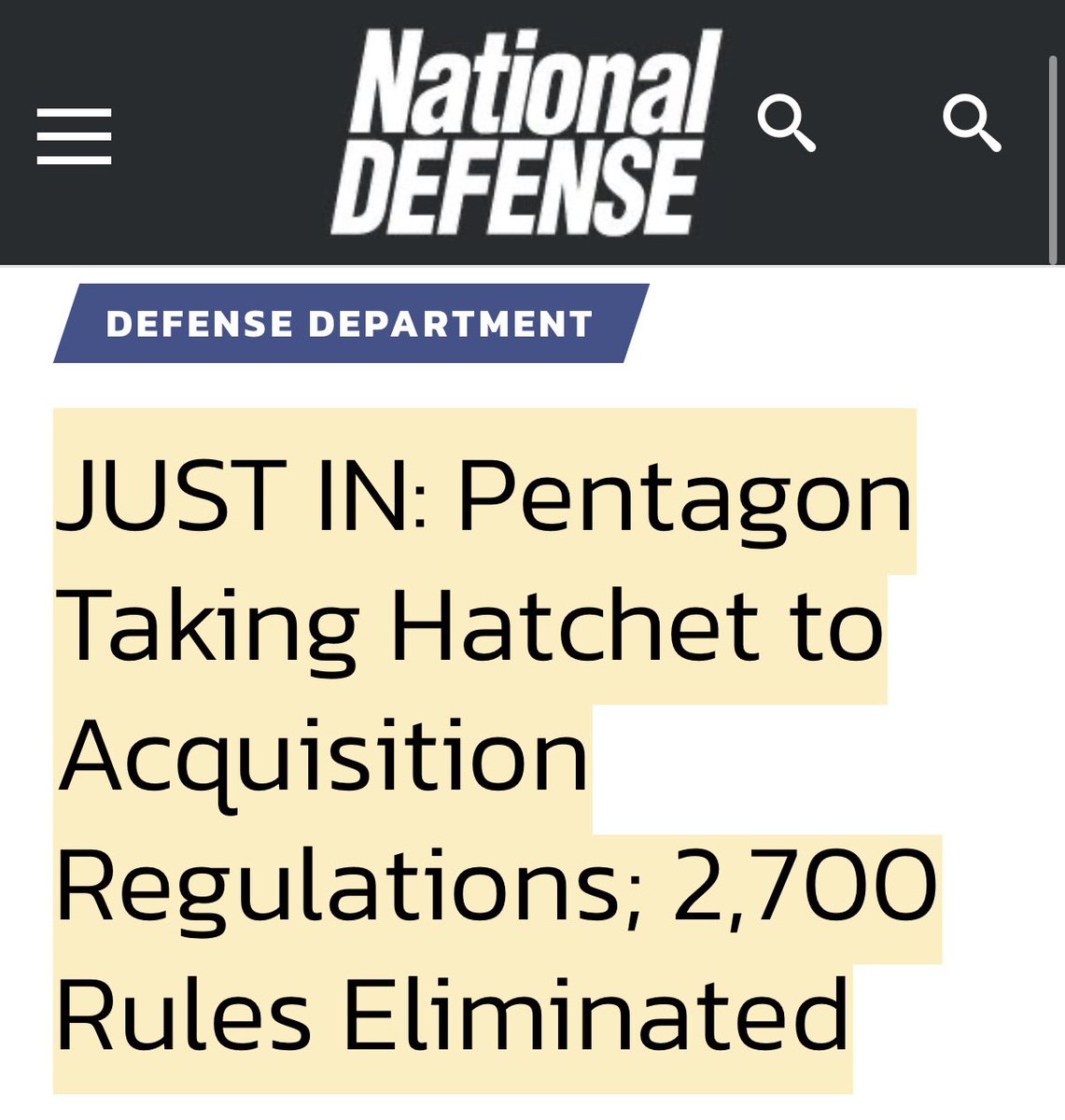 We are getting the bureaucracy out of the way in order to put the WARFIGHTER FIRST.