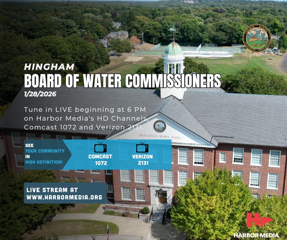 The Board of Water Commissioners will meet with the Advisory Committee to discuss the proposed FY27 Rate Increase.

Tune in at 6 PM on Comcast 1072 and Verizon 2131.  Click below to watch Harbor Media's livestream or access it via our iOS app.

harbormedia.org