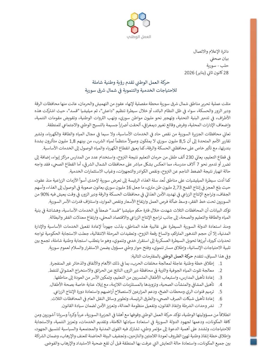 حركة العمل الوطني - سورية tweet media