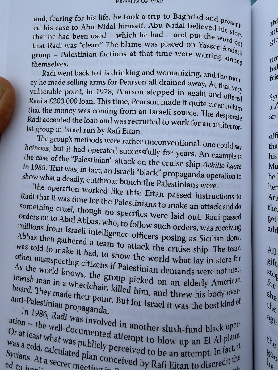 ryangrim's tweet image. Just now reading Ari Ben-Menashe’s tell-all book of his time as an Israeli spy and I didn’t know he had claimed the attack on the cruise ship, and the brutal killing of Leon Klinghoffer, was an Israeli black op intended to make Palestinians look barbaric. 

Ben-Menashe continues…