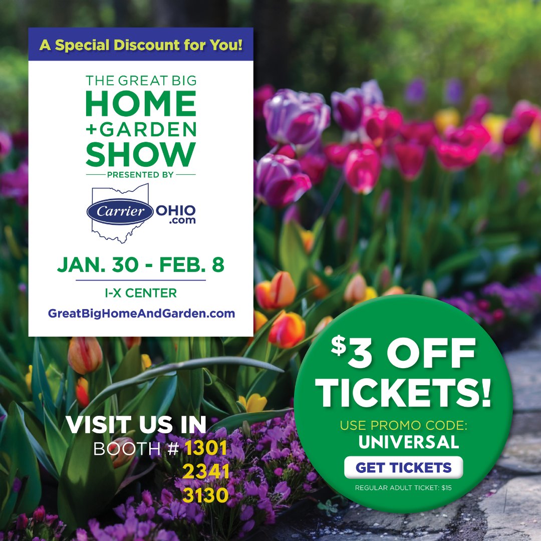 Only TWO more days until the Great Big Home and Garden Show in Cleveland! 🏡  Get tickets here: …atbighomeandgardenshow.mpetickets.com/?disc=UNIVERSAL