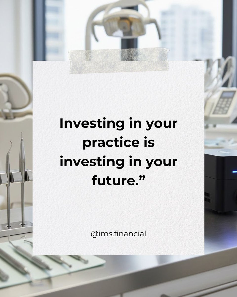 Every smart investment today creates more freedom tomorrow.
For your practice. For your future. 🦷

#DentalPractice #Dentistry #IMSFinancial