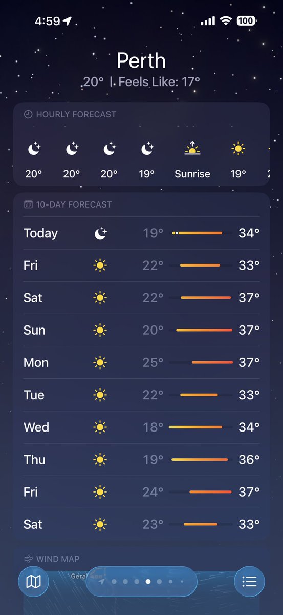 Perth next week 🥵 

At least it’s a dry heat I guess.  Will be a nice break from the humidity