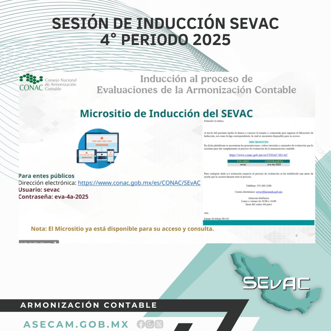 ASECampeche's tweet photo. El día de ayer, 27 de enero, se llevó a cabo la Sesión de Inducción de SEvAC, realizada por la Secretaría de Hacienda y Crédito Público.
En el caso del Estado de Campeche, la Plataforma del SEvAC a sido aperturada para 90 Entes Públicos. #SEVAC2025 #SHCP https://t.co/57ulSnDxg5