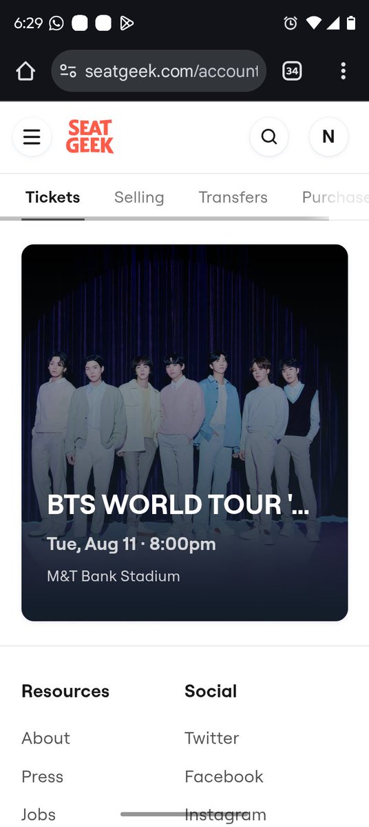 Y_CAPRIOTY's tweet photo. 💜 Selling 1 BTS ticket
📍 M&amp;T Bank Stadium, Baltimore
📅 August 11
🎟 Section 525, Row 15, Seat 13
💲162
I'm selling the ticket at the same price I got, DM if you are interested. https://t.co/qcQYPmBEG0