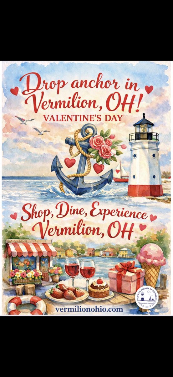 Love is in the air in Vermilion 💕⚓️ Drop anchor this Valentine’s Day and Shop, Dine &amp; Experience all the charm our beautiful lakeside town has to offer! From sweet treats to cozy dinners and unique local finds, Vermilion is the perfect place to celebrate the ones you love.