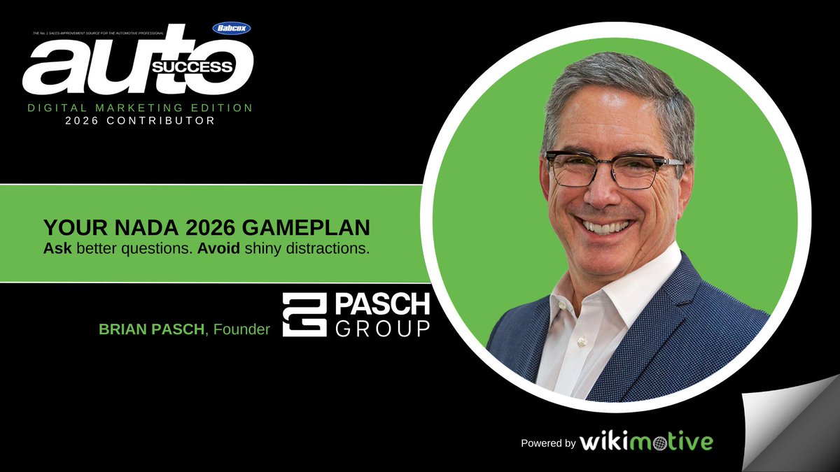 Wikimotive's tweet photo. Thank you to @brianpasch  for being a guest contributor to the 2nd annual Digital Marketing Edition of @autosuccess, powered by Wikimotive . Want some expert advice on how to maximize your return on NADA 2026? Brian's got your covered => https://t.co/uB0qHmPeBY

Stop by Wikimotive Booth# 7311N to grab your copy of the DME!