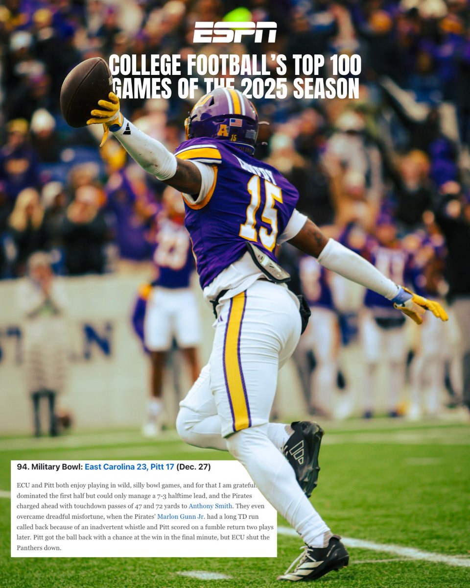 MilitaryBowl's tweet photo. 1 of 8 bowl games in ESPN’s Top 💯 college football games of 2025 😎 https://t.co/zEdbzusAxs