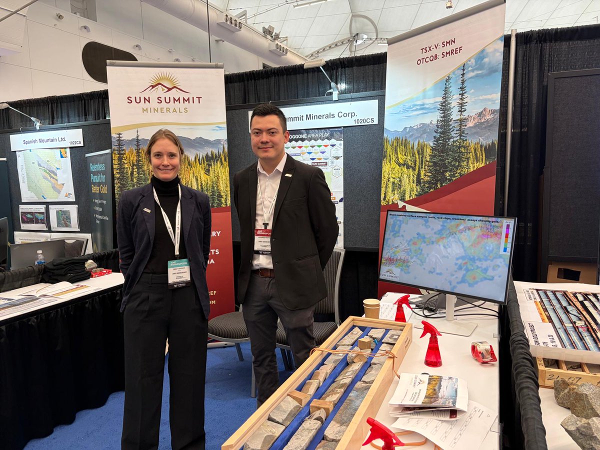 SunSummitMin's tweet photo. 📸Sun Summit is showcasing core samples from the #JDProject in BC's emerging #Toodoggone Mining District at @AMEroundup

Stop by Core Shack booth #1020 today &amp; tomorrow to check it out.

🔗 Register: https://t.co/WvgwsXEEdR

$SMN $SMREF #Gold #Silver #Copper
#AMERoundup2026 https://t.co/mD9NU3NLXm