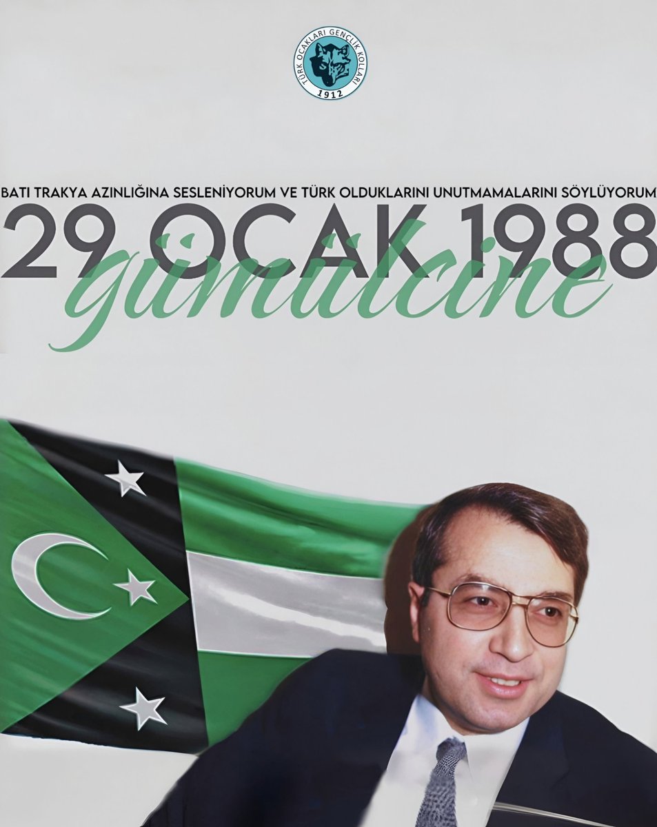 29 Ocak 1988'de on binden fazla Türk, #Gümülcine'de bir araya gelip haklarını aramıştı.

Direnişin yıl dönümünde Batı Trakya Türklerinin unutulmaz lideri Dr. #SadıkAhmet'i saygıyla anıyor, #BatıTrakya Türklüğünün #29Ocak Toplumsal Dayanışma ve Milli Direniş Gününü kutluyoruz.