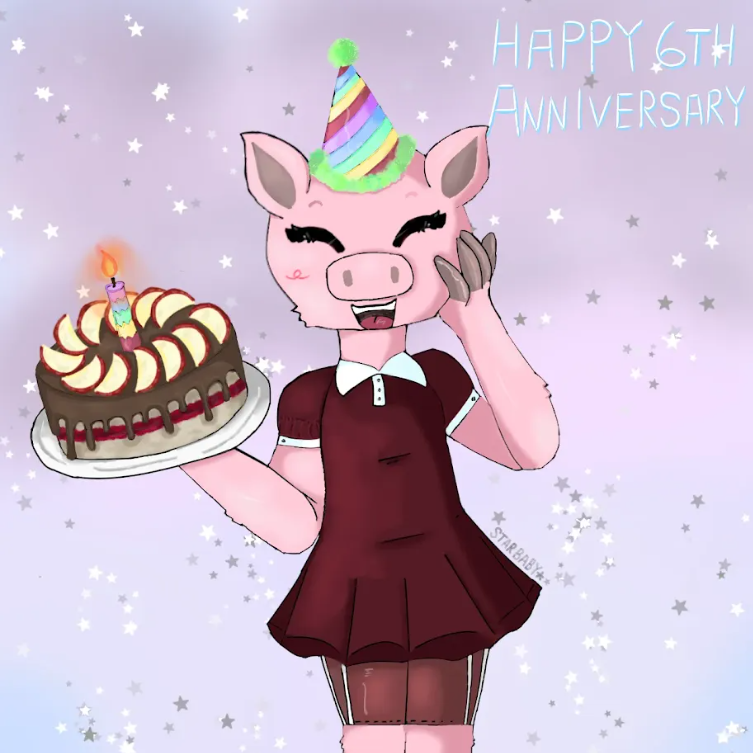 pugjammer's tweet photo. Happy 6th Anniversary Piggy! 🐷
#PiggyFanart #piggy #piggyroblox #digitalart https://t.co/z1y1KE0UMC