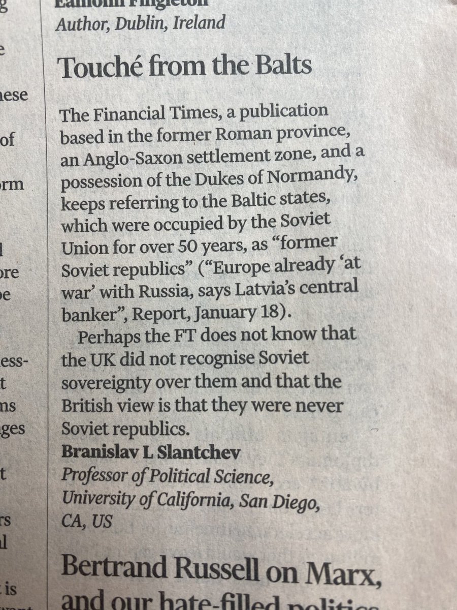 What do you know, <a href="/FT/">Financial Times</a> went ahead and published my little letter to the editor.
