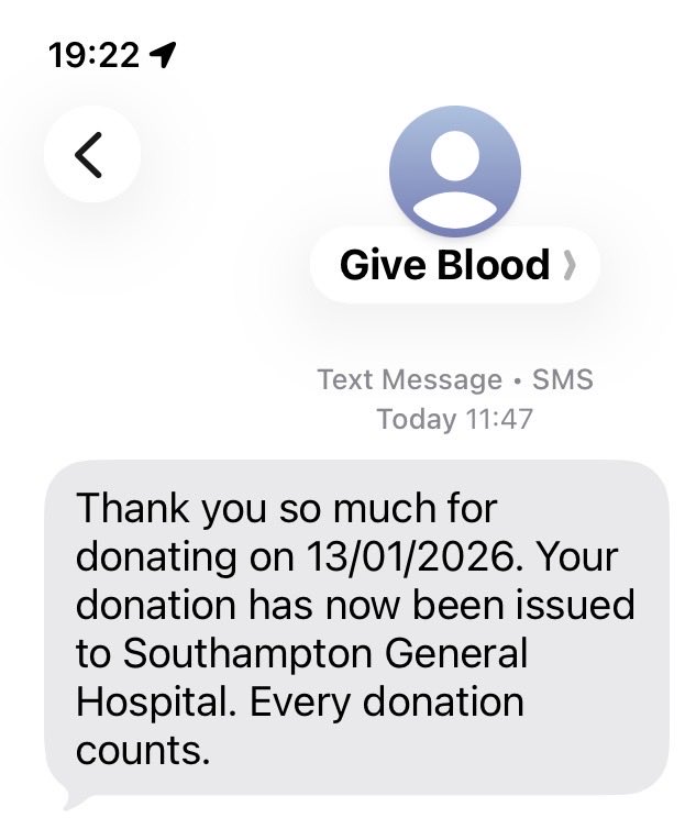Donation #72 put to good use at <a href="/UHSFT/">University Hospital Southampton 💙</a> <a href="/GiveBloodNHS/">NHS Blood Donation 🩸🩹</a> 💉🩸🅰️