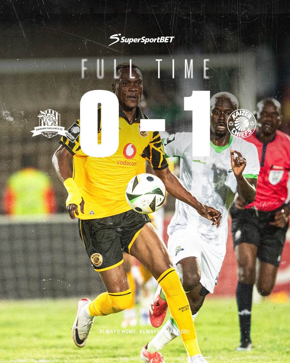 KaizerChiefs's tweet photo. 90 + 4’| #GAL 0 : 1 #CHI 

Full time score: Marumo Gallants 0 : 1 Kaizer Chiefs (Lilepo 67’)

Betway Man of the Match: Lebohang Maboe

#Amakhosi4Life #BetwayPrem #AlwaysHome https://t.co/cZ2pRCuUgF