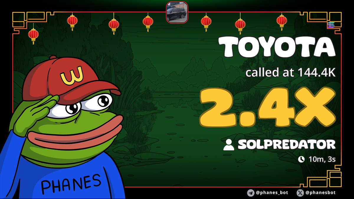 SolPredator01's tweet image. $TOYOTA went from parking lot to fast lane with a 2.4x.
Nothing fancy. Just timing doing its job
TG frens are printing good 😊 💯