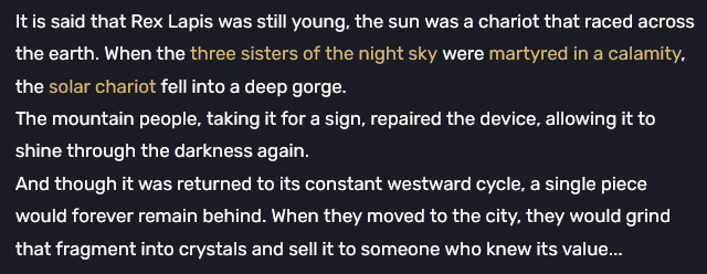 ngoctrongly's tweet image. In case you haven't picked up on it yet - the event that caused the creation of the Chasm was the fall of Zibai's Solar/Lunar Chariot during the War of Funerary Flame, the catastrophe that ended in the death of the Moon Sisters