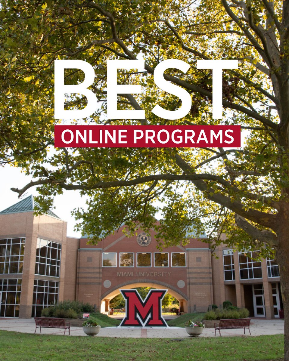 miamiuniversity's tweet photo. Miami University is recognized in the 2026 U.S. News &amp; World Report Best Online Programs rankings in four categories. Miami Regionals appeared on three lists, and Miami is ranked among schools for Best Online Master’s in MBA Programs. #MiamiOH

🔗: https://t.co/xLaVCBgSw2 https://t.co/DOJiTGhuub