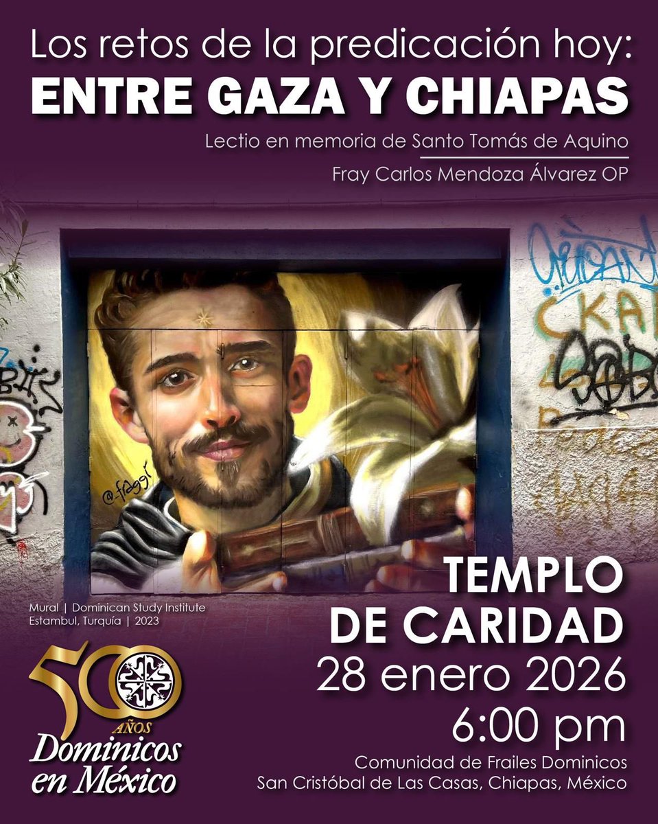 ¡Es hoy!
Miércoles 28 de enero, templo de Caridad, 6 PM, entrada libre. 🕊️
#Chiapas
#SanCristóbaldeLasCasas