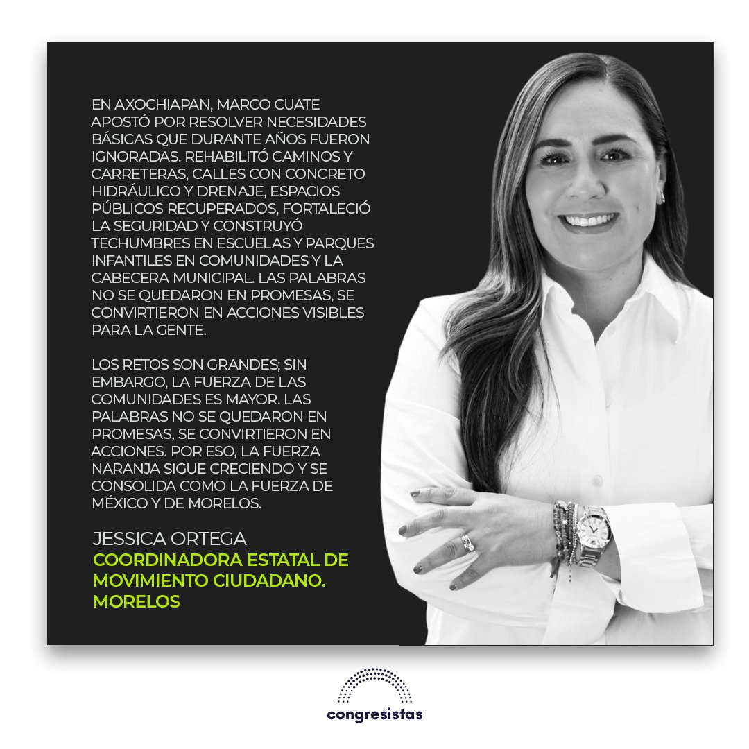 📑 ¡Jessica Ortega [<a href="/jesi_ortega/">Jessica Ortega ♀</a>] celebra cómo los gobiernos naranjas transforman Morelos con hechos!

La coordinadora de MC en Morelos [<a href="/MovCiudadanoMor/">Movimiento Ciudadano Morelos</a>] resalta que Axochiapan, Huitzilac, Tlayacapan y Tetela del Volcán muestran resultados concretos en obras, seguridad y