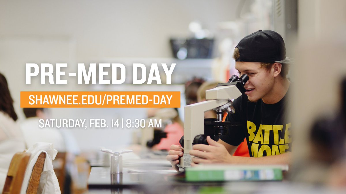 ShawneeState's tweet image. Pre-Med Day | Saturday, Feb. 14 at 8:30 a.m.

Learn what sets SSU Pre-Med apart:
» Cadaver lab tour
» Discussions with local physician alumni
» Guidance on MCAT prep &amp;amp; professional school paths

🔗 shawnee.edu/premed-day