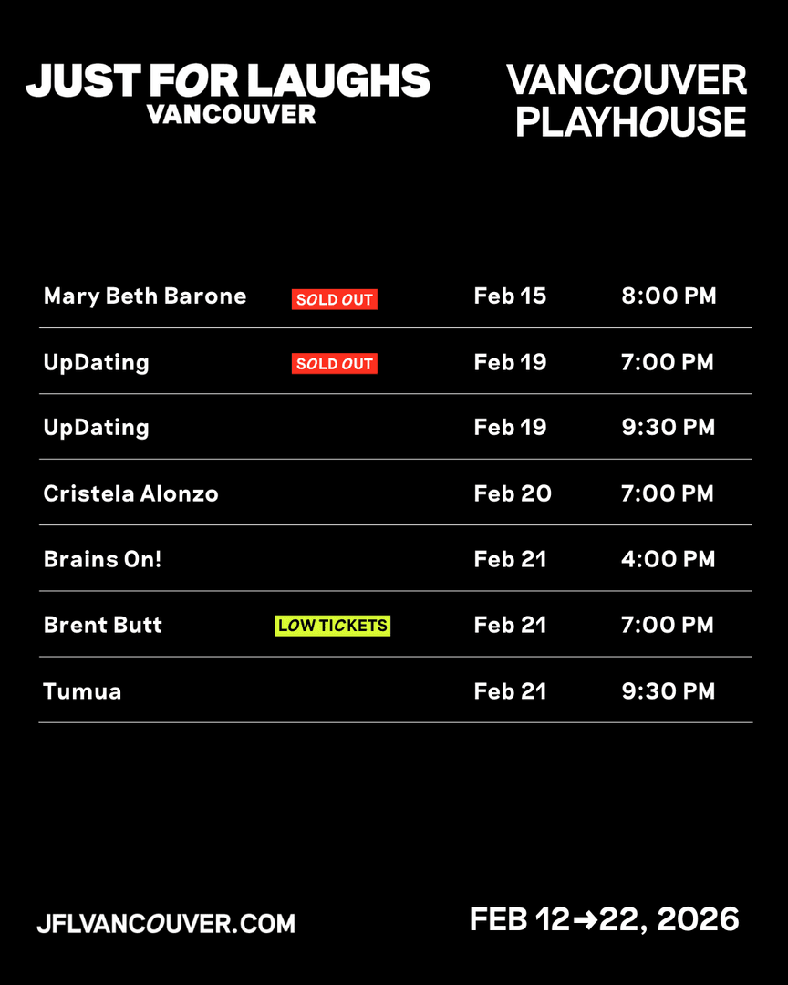 JFLVancouver's tweet image. Vancouver Playhouse = big laughs central 💥 Marybeth Barone | UpDating | Cristela Alonzo | Brains On! LIVE | Brent Butt | Tumua

🎟️ jflvancouver.com/tickets

#JustForLaughs