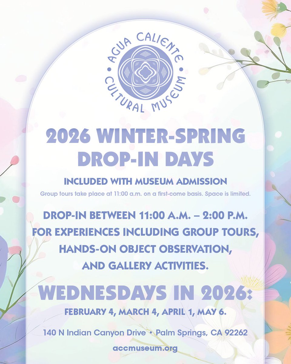 Winter–Spring Drop-In Days have returned! Join us for guided experiences, gallery activities and interactive learning for all ages. #ACBCI #AguaCaliente #AguaCalienteCulturalMuseum