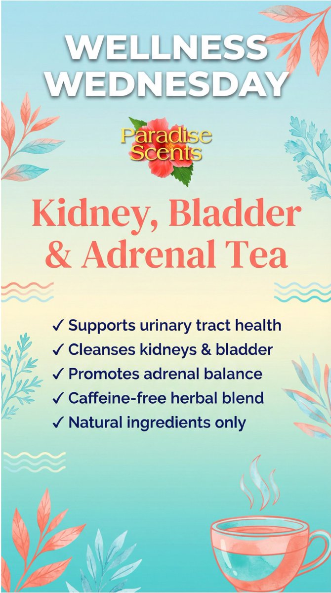 scentsbda's tweet photo. Did you know tea can boost your wellness game? ☕✨ Our Kidney, Bladder &amp; Adrenal Tea is here to support your urinary health and keep you balanced! 🌿

Swing by Paradise Scents at 43 St. John's Road, Pembroke to grab yours today! 🌟

#ParadiseScents #Detox #WellnessWednesday 💧 https://t.co/mCZEaVYL7A
