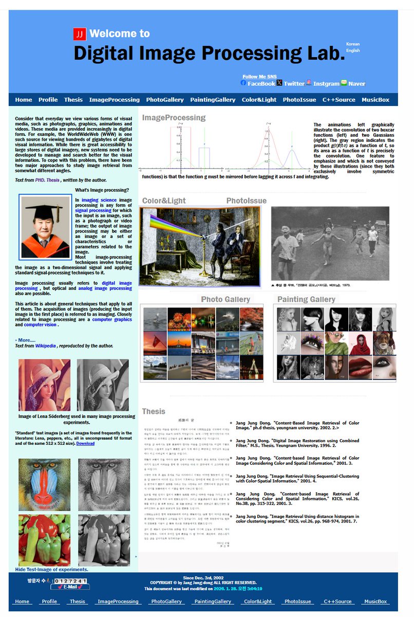 웹호스팅 사이트가 폐쇄되어 제 홈페이지 image processing Lab을 github사이트로 옮겼습니다...
제 변경된 주소는 jungdong2026.github.io 입니다..