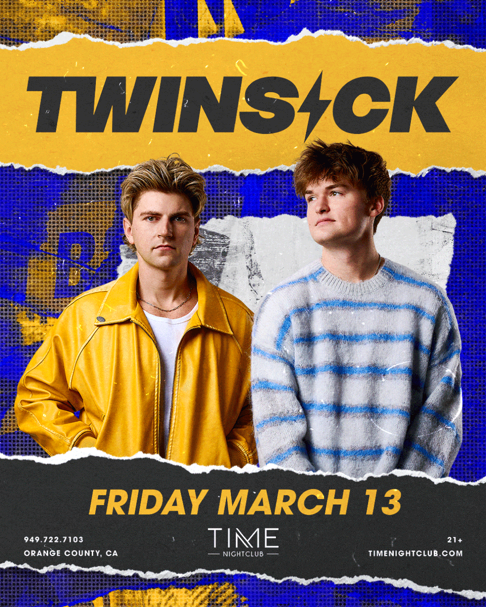 timenightcluboc's tweet image. Ain't nothing like a Twinsick party! 🎉 Rage with the Minneapolis duo on Friday, 3/13 as they hit us with all the feel-good bangers perfectly designed for the clerb!

Fun fact: they aren't actually twins 🤯

Tickets on sale now!