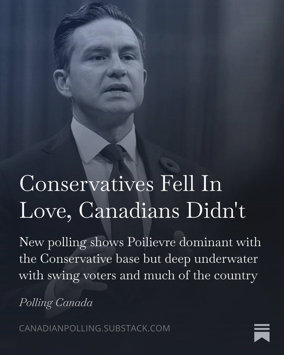 CanadianPolling's tweet image. Net-Favourables Among Potential Conservative Voters:

🔴 Carney: +35%
🔵 Poilievre: -4%
🟠 Trump: -56%

Read it for free here: canadianpolling.substack.com/p/conservative…
