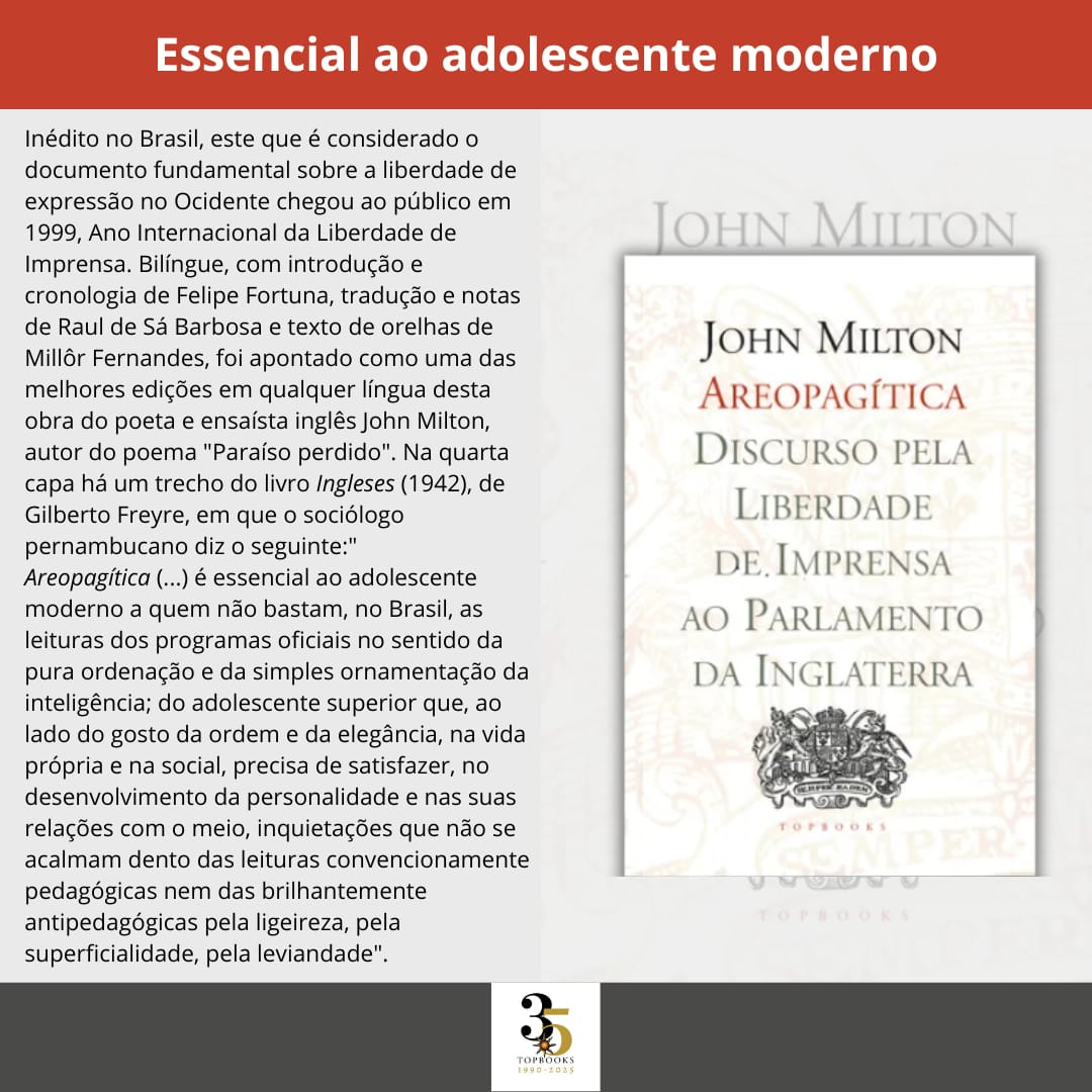 Saiba mais em:
topbooks.com.br

#topbookseditora 
#livros
#liberdadedeexpressão
#liberdadedeimprensa
#gilbertofreyre