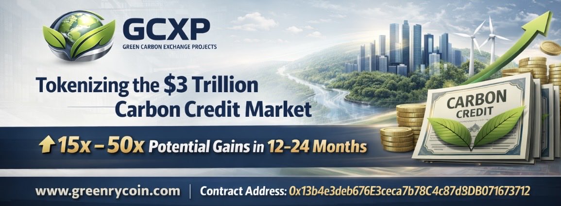 🌍 GCXP is revolutionizing the carbon credit market by tokenizing certificates on-chain, unlocking a $3T industry 🚀 Early investors could see 15×–50× gains in 12–24 months 🌱

👉 greenrycoin.com
📜 CA: 0x13b4e3deb676E3ceca7b78C4c87d8DB071673712