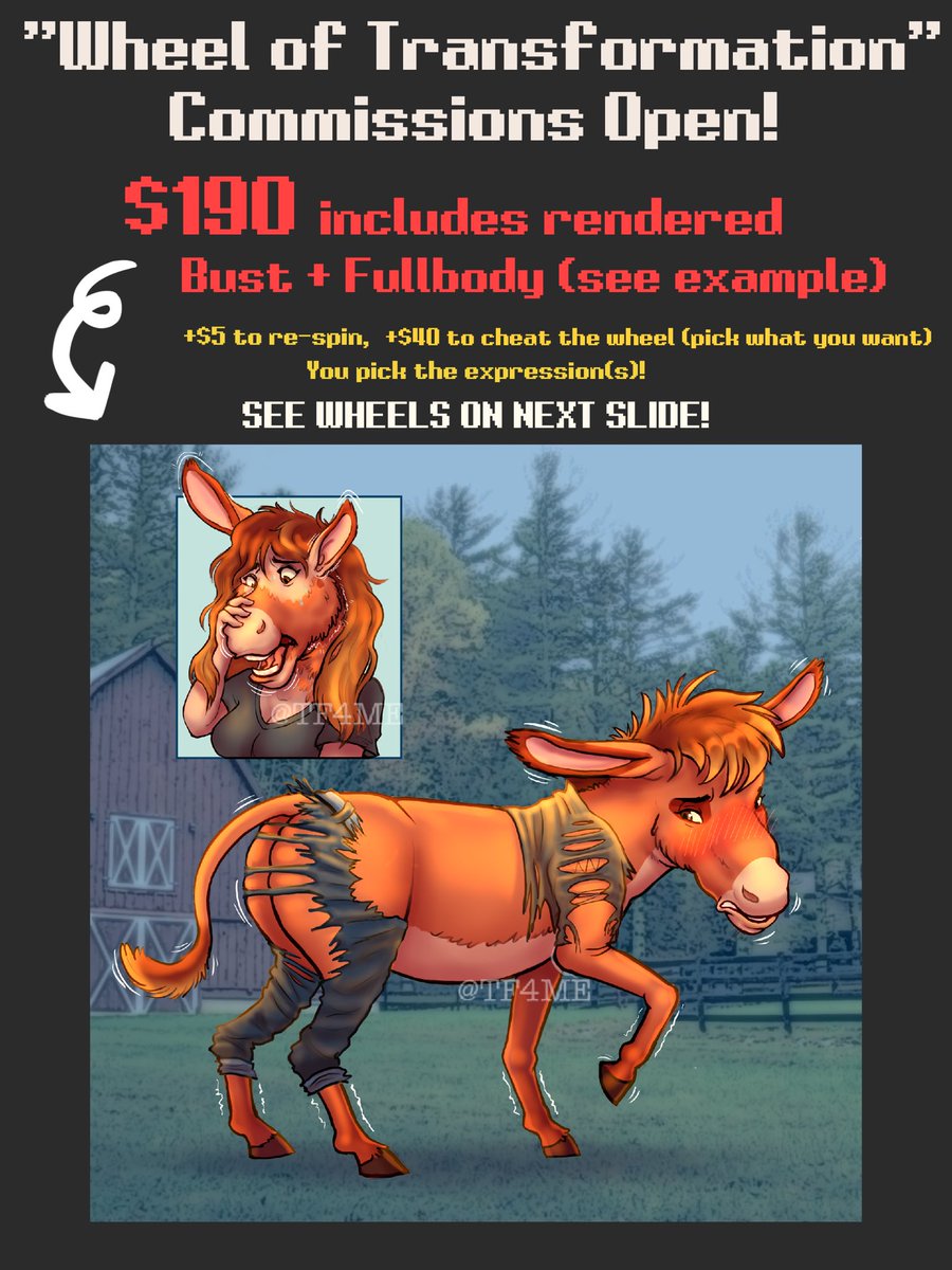 tf4me's tweet photo. 🌈Commissions are OPEN!🌈
Opening 3 slots for now!
$190 and you can pick one of the three wheels below to spin &amp; see what your fate will be…
Or $230 to pick exactly what you want from the 63 options listed.
If you’re interested please dm me with a ref and what you’d like! :D https://t.co/HmtcfPZ9MD