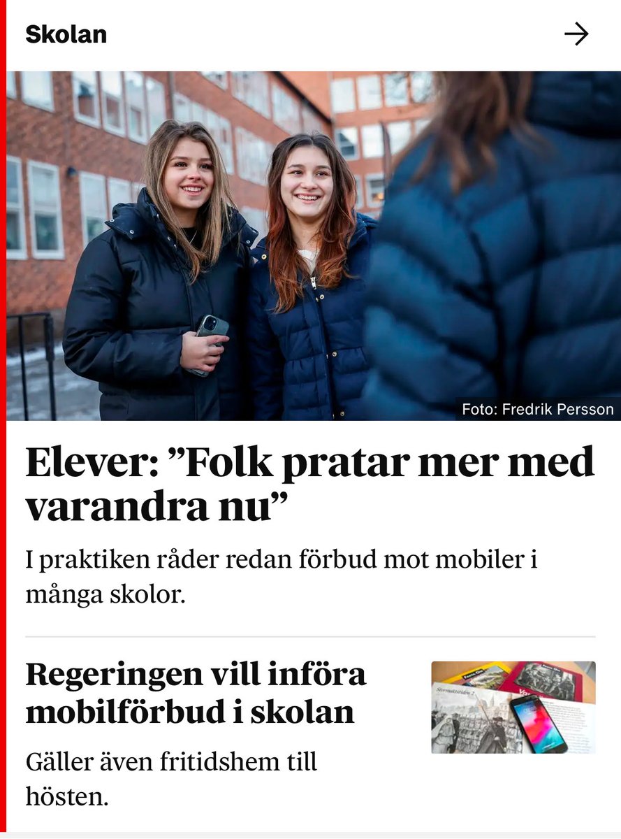 Vill du hellre att dina barn pratar och skaffar vänner i skolan än doomscrollar mobilen? Tänkte väl. Rösta på Liberalerna.