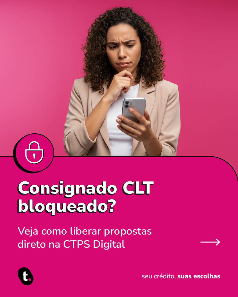 meutudoapp's tweet image. Parou de receber propostas de Consignado CLT? 🤔

Pode ser uma nova configuração na Carteira de Trabalho Digital.

Veja o passo a passo, desbloqueie no app para voltar a receber ofertas 📲

#meutudoapp #clt #consignadoclt #crédito #carteiradetrabalhodigital