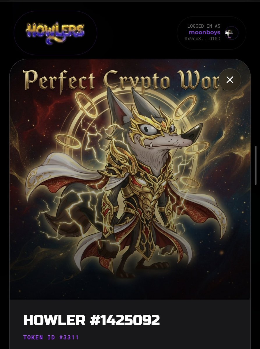 My Howler don't forget to mint your Howler howler.xyz
 On Farcaster : farcaster.xyz/miniapps/p2U-Q…