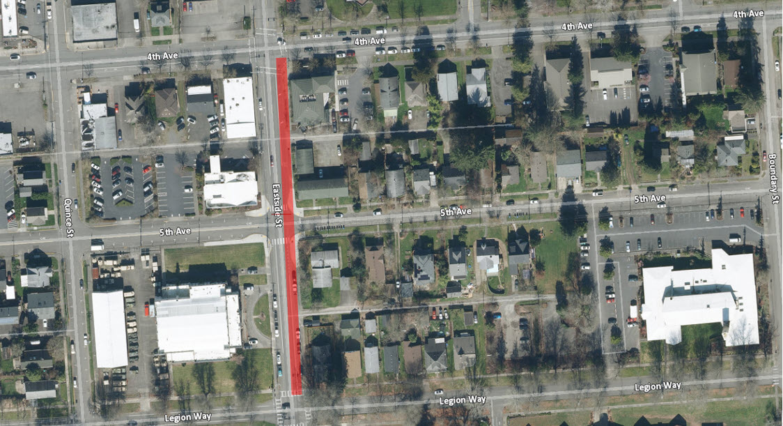 Crews will close down the NB lane of Eastside St. SE, between 4th Ave E and Legion Way SE, on Wed, 1/28, starting at 6pm and ending at approximately 4am on Thurs, 1/29. Please use caution in this area and follow all traffic control/flaggers.