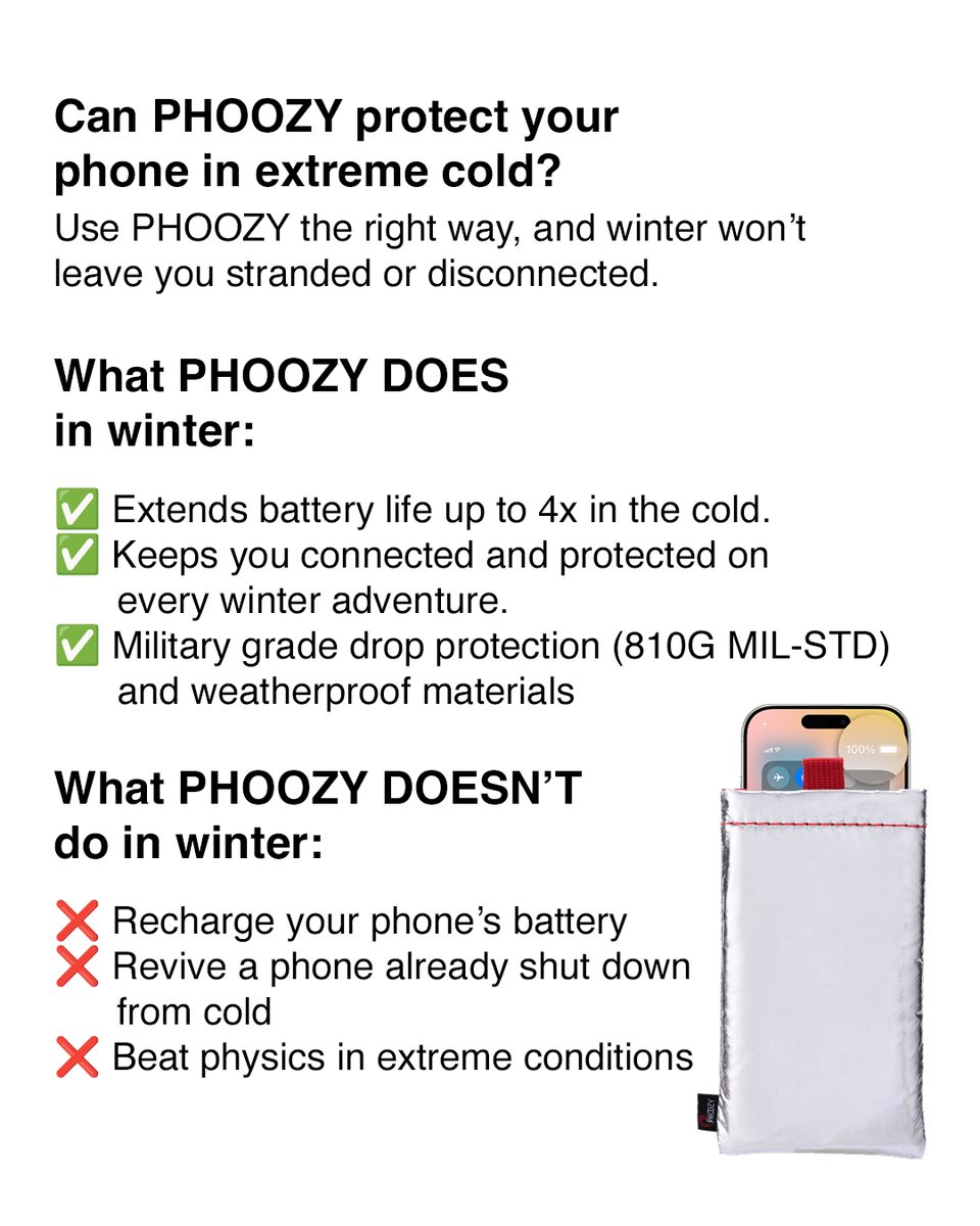 PHOOZY isn’t a heater or a power bank. It’s designed to keep your phone running at optimal operating temperatures. Use it the right way and your battery will last 4x longer!⁠
⁠
⁠bit.ly/3WrRHQ5