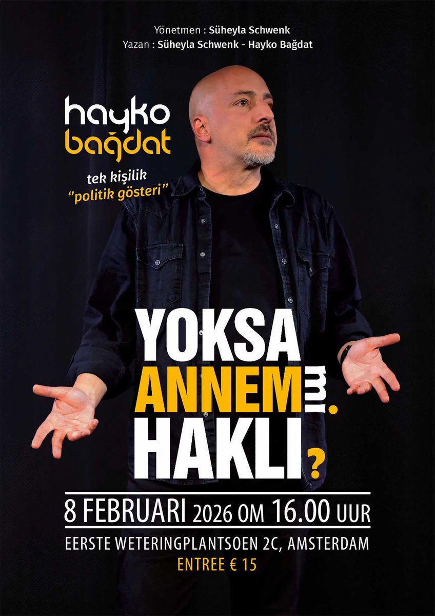 haykobagdat's tweet photo. "Yoksa Annem mi Haklı?" Hollanda yolcusu.
6 Şubat Arnhem
7 Şubat Einthowen
8 Şubat Amsterdam
Tek kişilik politik gösteri
#geliyoruz
#yoksaannemmihakli
#inadina https://t.co/U1x0hXU9Lm