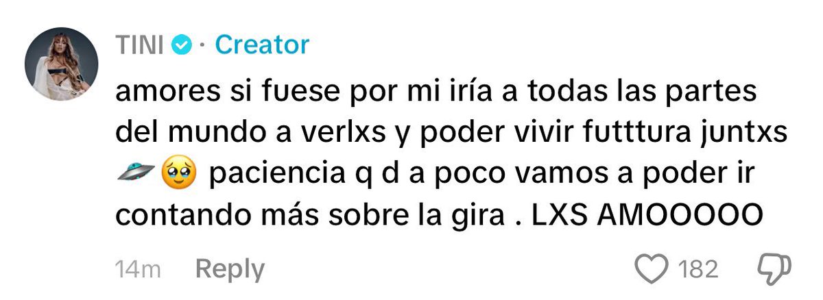 TINIData's tweet photo. Mensaje de TINI sobre el anuncio de las fechas de FUTTTURA https://t.co/gugSXxFfHA