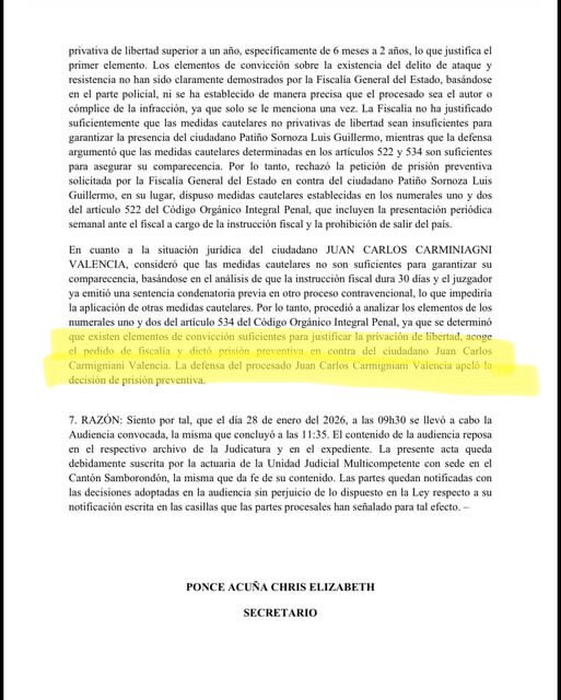 #AlertaSambo
Juez dicta prisión preventiva para el maltratador Juan Carlos Carmigniani hasta que finalice la instrucción fiscal. Se lo acusa del delito de ataque o resistencia…