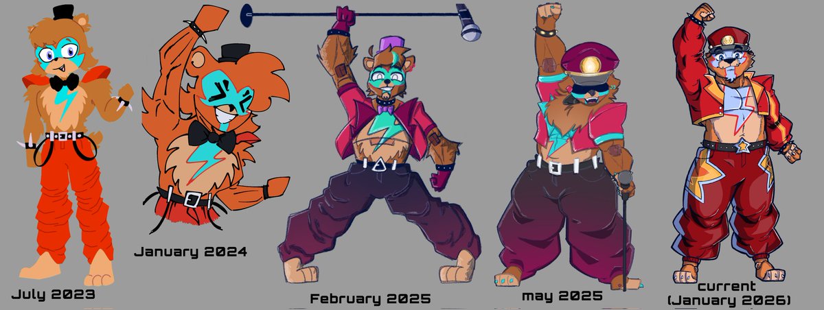 RoxyWolfsWifey's tweet photo. Oh yeah here are the updated Freddy and Monty ones too #FNAF #fnaffanart #fnafsb #maximumsecurityau #glamrockfreddy #Montgomerygator #furry https://t.co/ZlDU1XFWOh