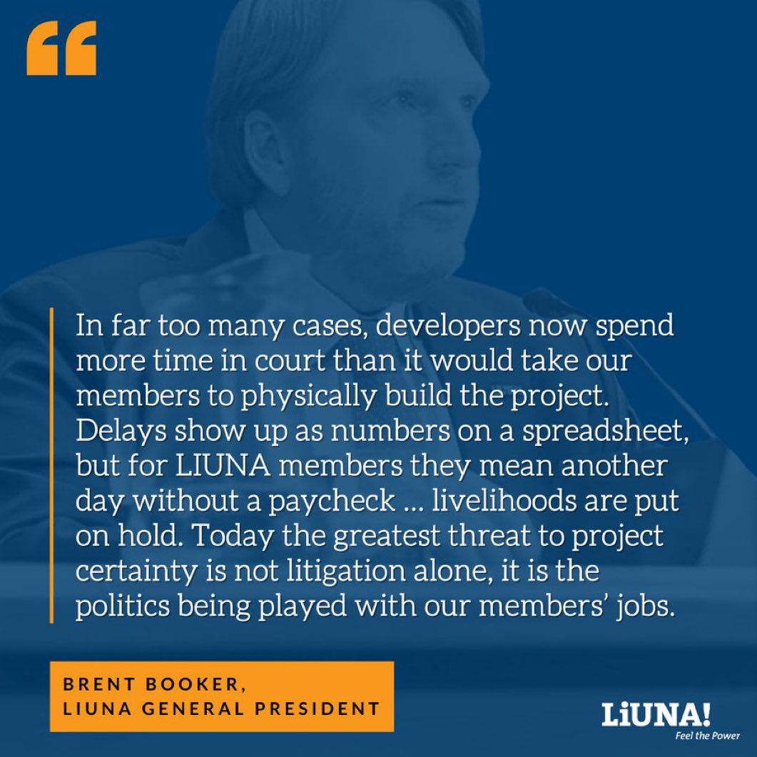 Permitting should move projects forward, not stall workers lives. <a href="/GPBrentBooker/">@GPBrentBooker</a>’s testimony today made it clear, cut the politics, fix the process, protect #union jobs!

🔗STATEMENT: liuna.org/news/story/mov…