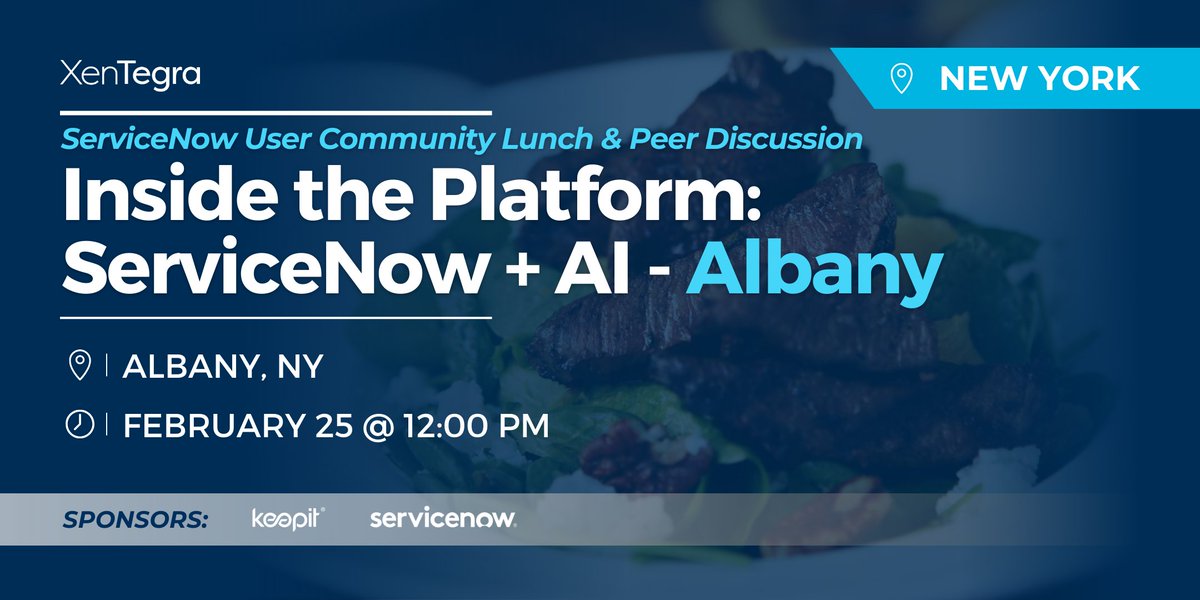 Albany IT peers: join XenTegra Feb 25 for a practical discussion on ServiceNow + AI. Peer insight, real conversation, and lunch included. Seats are limited.

🔗 events.xentegra.com/servicenowuser…

#XenTegraNY